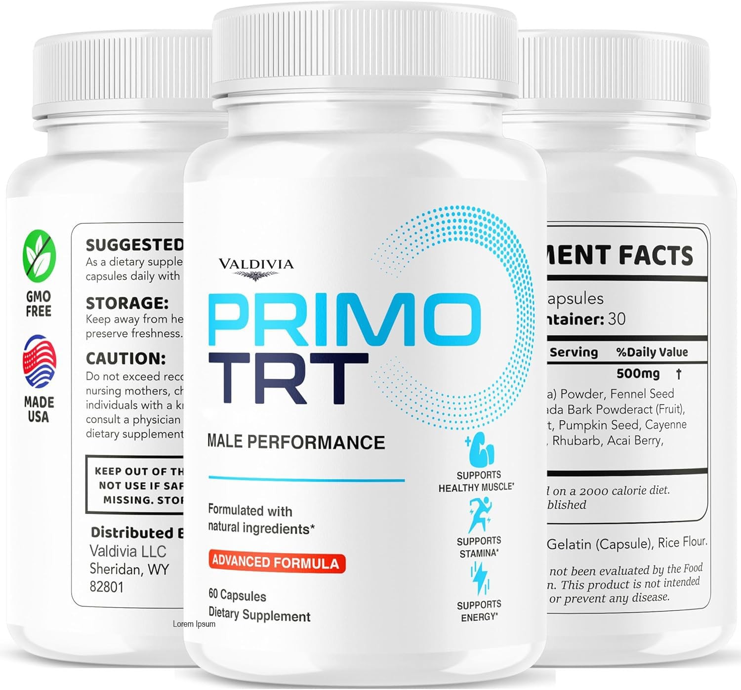 Valdivia PrimoT Pro 60 Capsules Men’s Health Supplement Made in USA Male Support