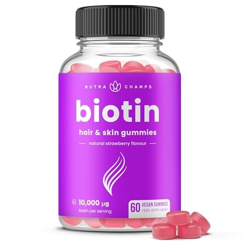 NutraChamps Biotin Gummies 10000mcg for Healthy Hair, Skin & Nails – Vegan