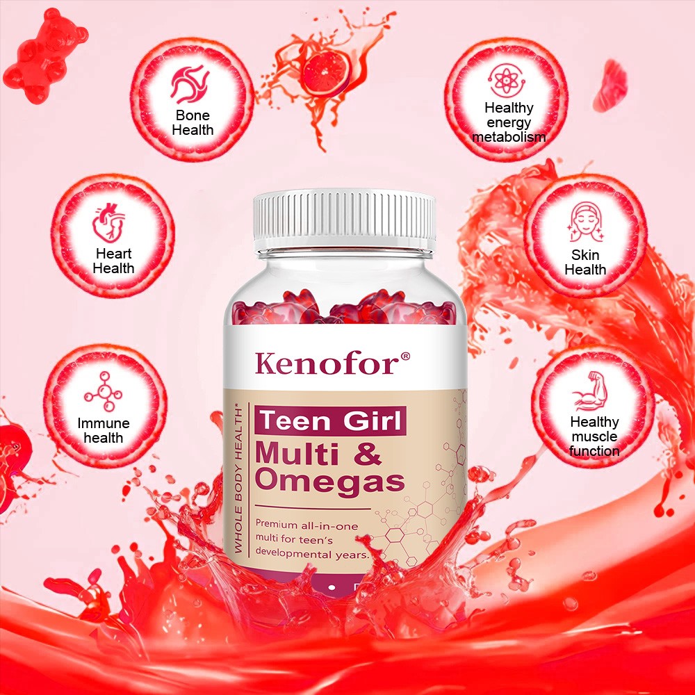 Teen Girl Multivitamin Gummies Omega 3 Fish Oil Support Hair Skin Nails 60 CT US