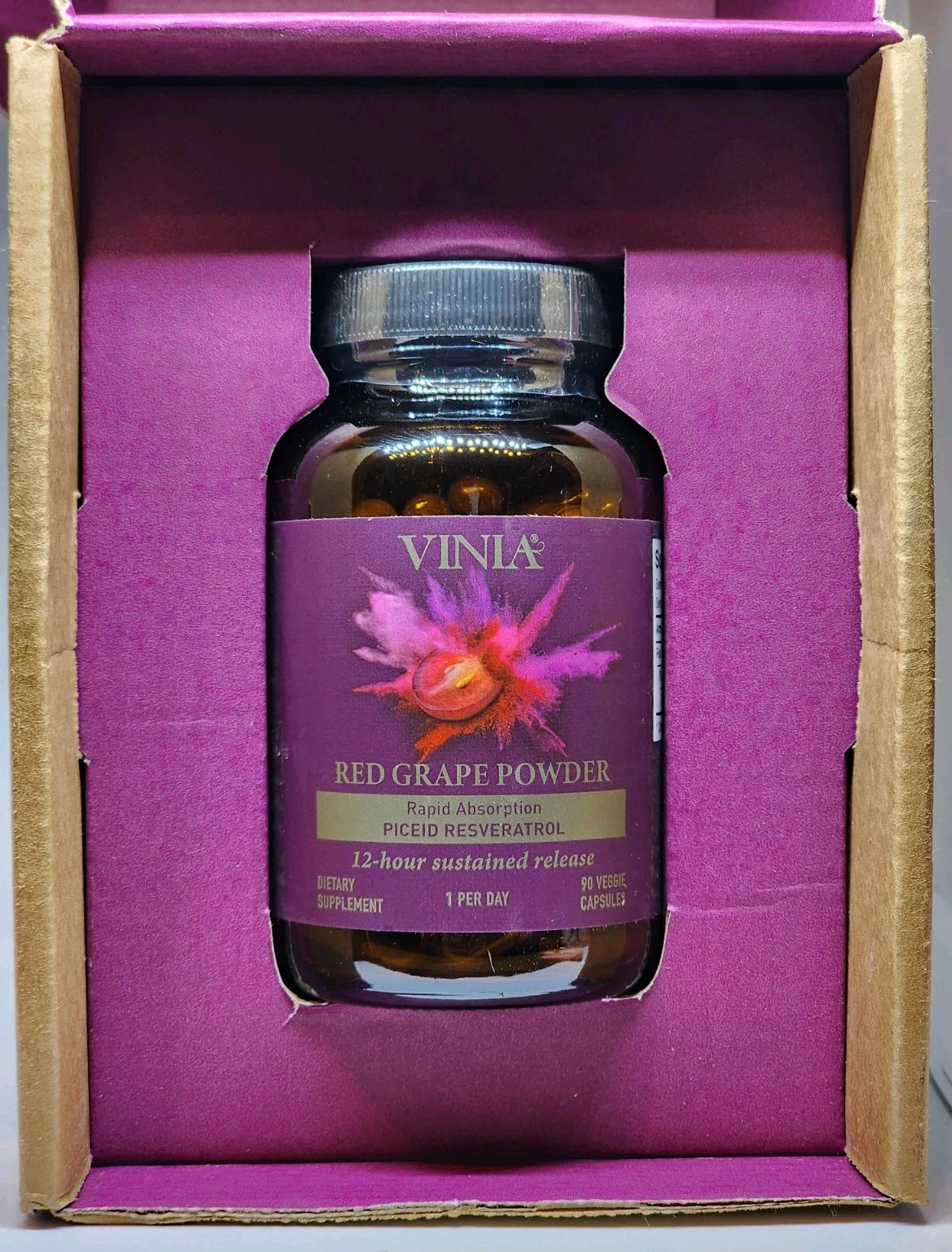 Vinia Red Grape Powder Rapid Absorption 90 Capsules 3 Month Supply Exp. 11/2026