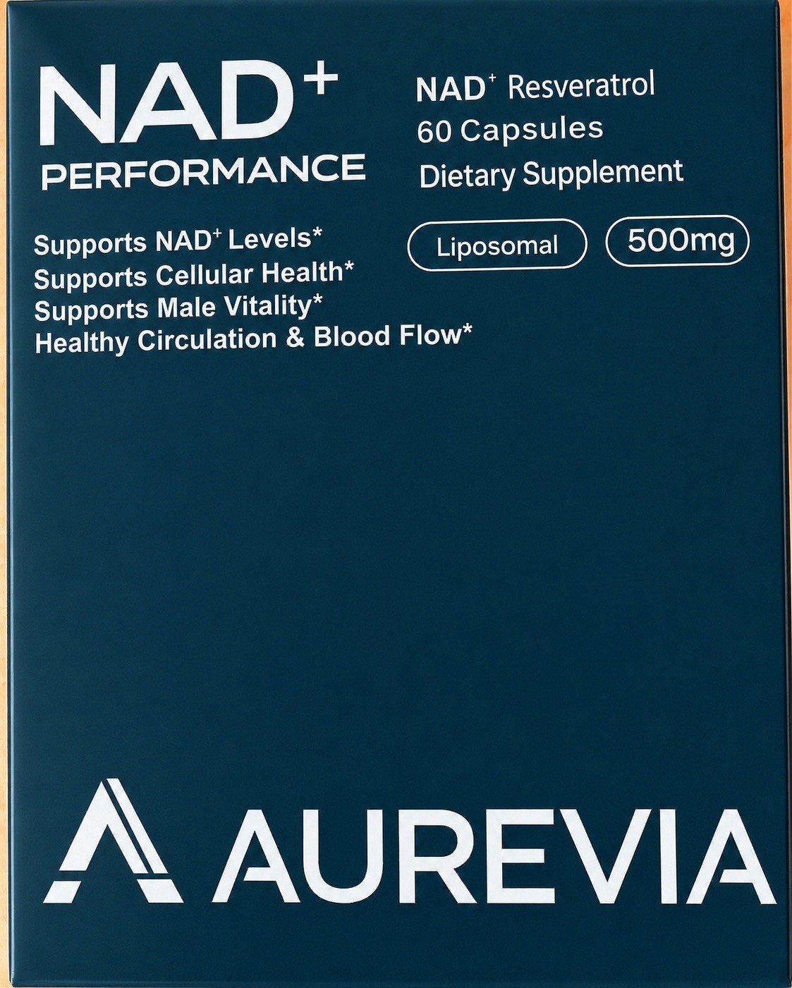 AUREVIA NAD+ Performance Liposomal NAD+ + Trans-Resveratrol 500mg 60 Capsules
