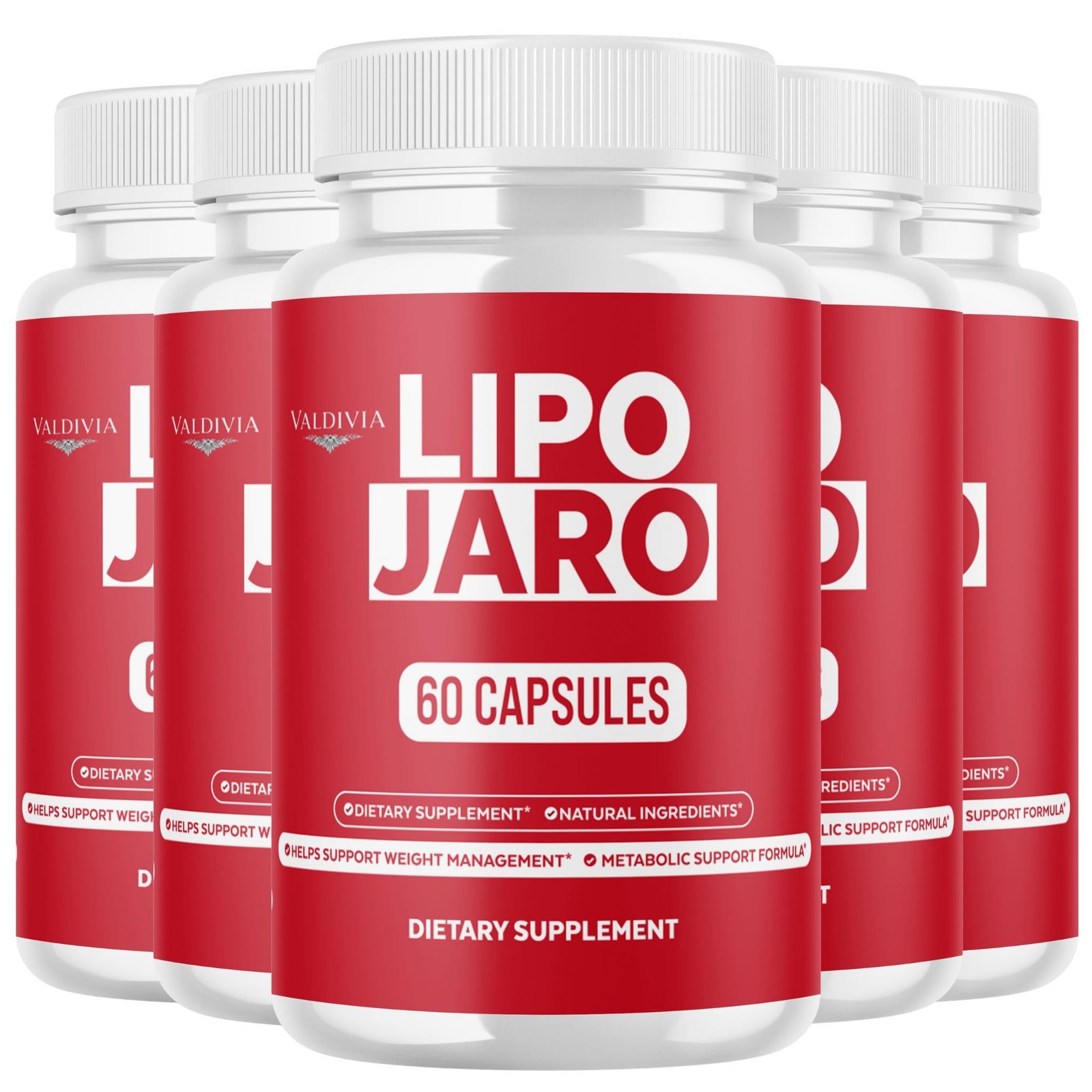 LipoJaro Weight Loss Fat Burner Supplement Capsules Natural 5 Pack 300Ct