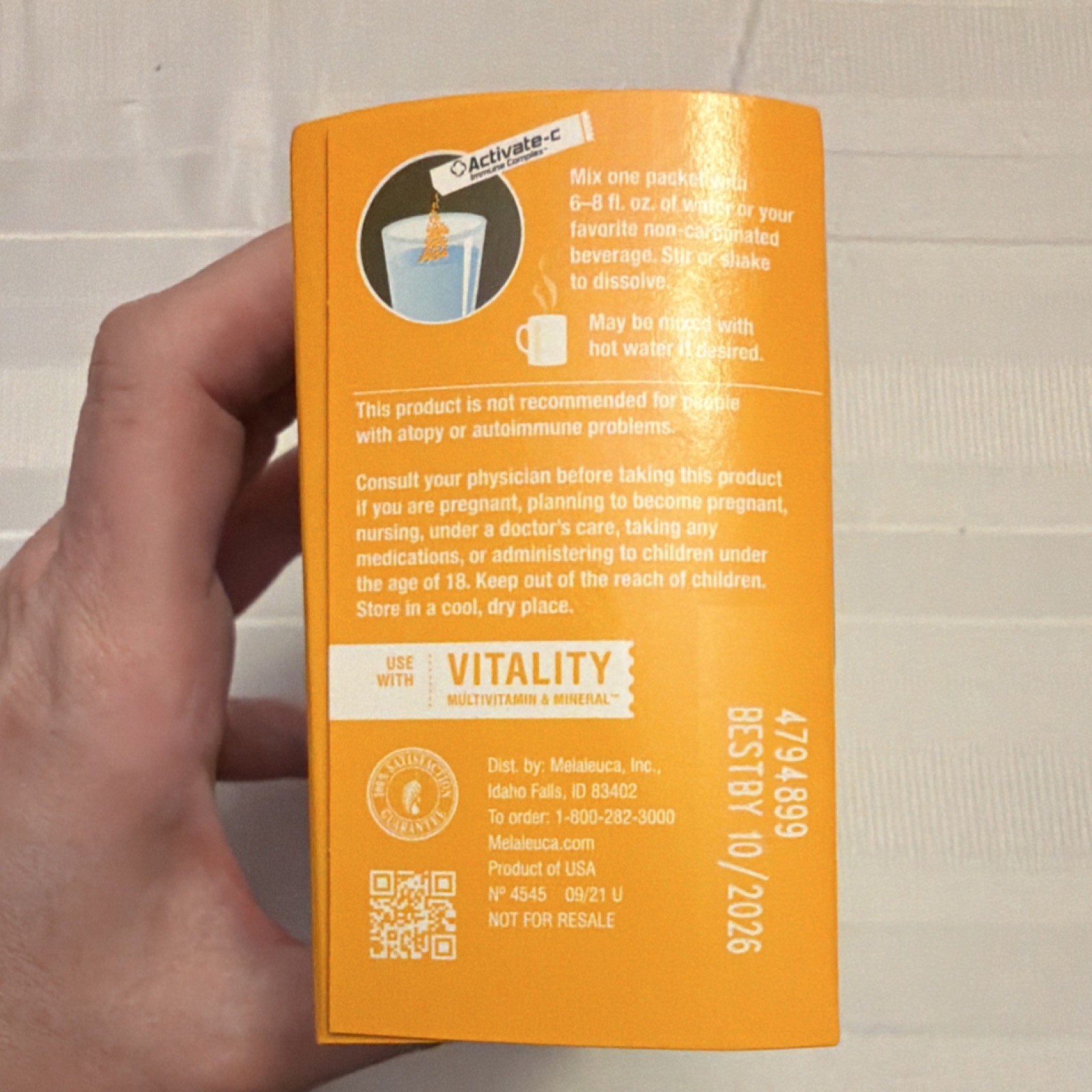 Melaleuca Activate-C 1,200mg Immune Complex Orange Blast Powder 20 Packets