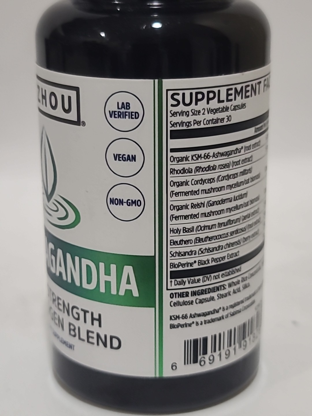 2 × ZHOU Nutrition ASHWAGANDHA • Max Strength Adaptogen Blend 60 CAPSULES• 01/27