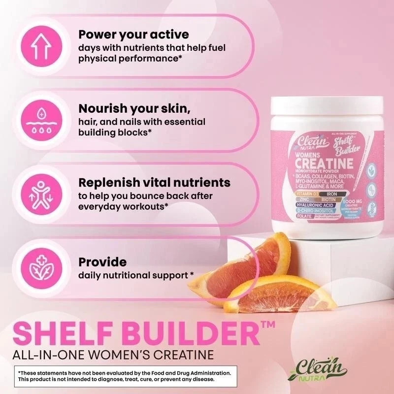 Women’s Creatine Powder w/ BCAAs, Collagen, Inositol – Clean Nutra Shelf Builder