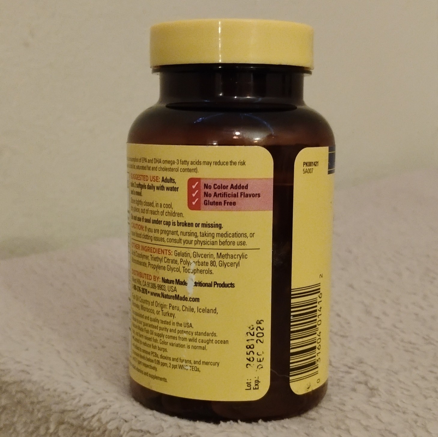 Nature Made Burp-Less Fish Oil 1200mg 360mg Omega-3 Softgels, 60 Ct