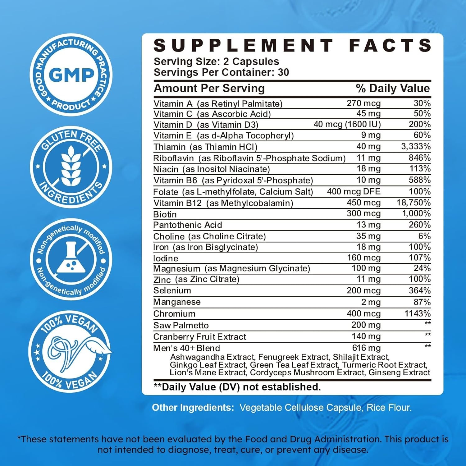 CFILIHTC Multivitamin for Men 40+, All-in-One Daily Vitamin Supplement, Coverage