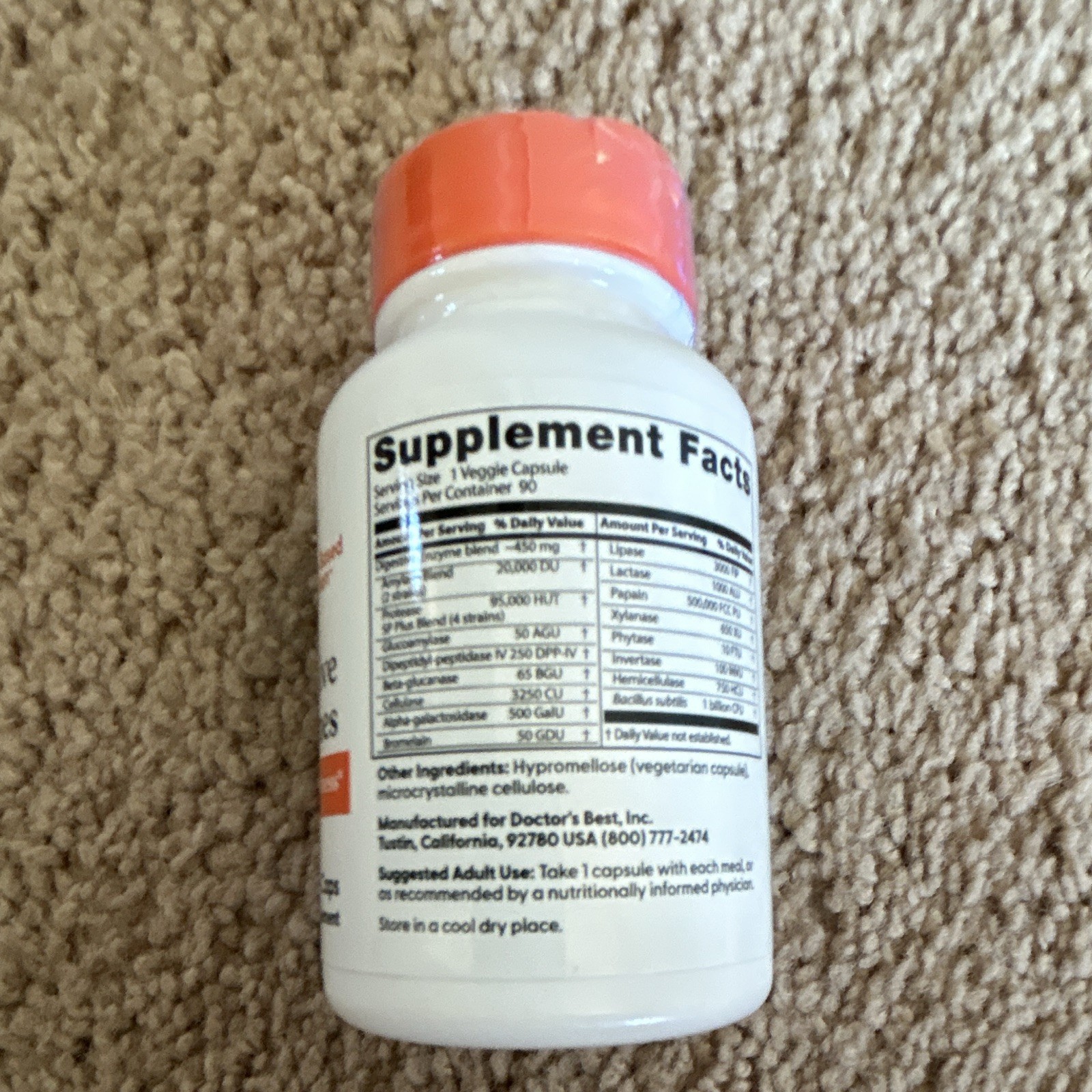 Doctor’s Best Digestive Enzymes Digestive Support 90 Veg Capsules Exp 09/2028