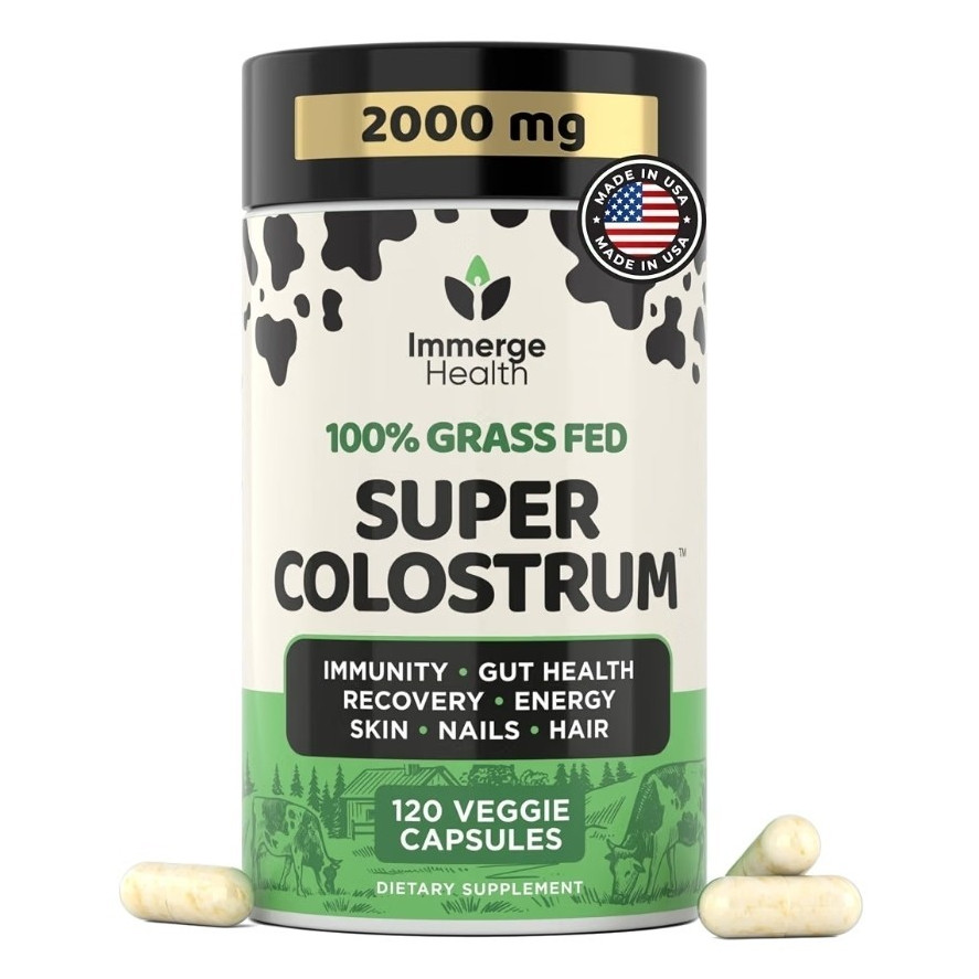 Immerse Health Grass Fed Colostrum 2000mg 120 Capsules Immune & Gut Support