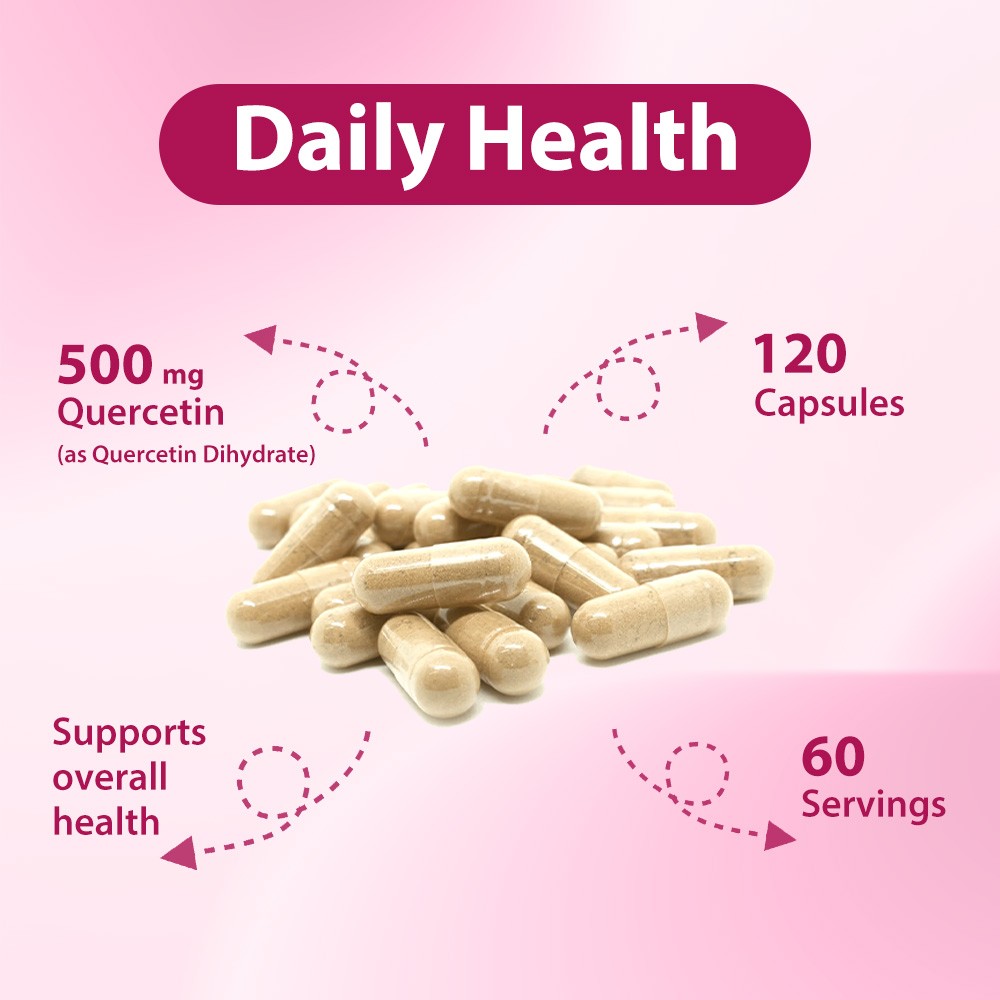 Quercetin 500 Mg Supplements Skin Respiratory Cardiovascular 120 Capsules