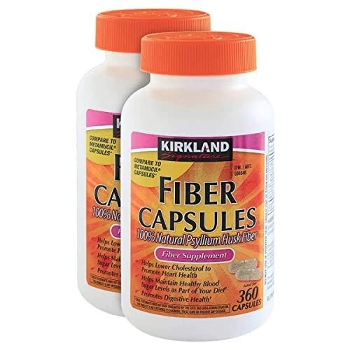 Kirkland Natural Psyllium Husk Fiber 360 Capsules 2 Ct Lowering Cholesterol