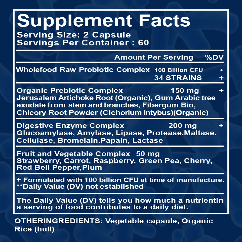 Prebiotic&Probiotics Gas,Digestive Enzymes Constipation&Bloating Relief MX