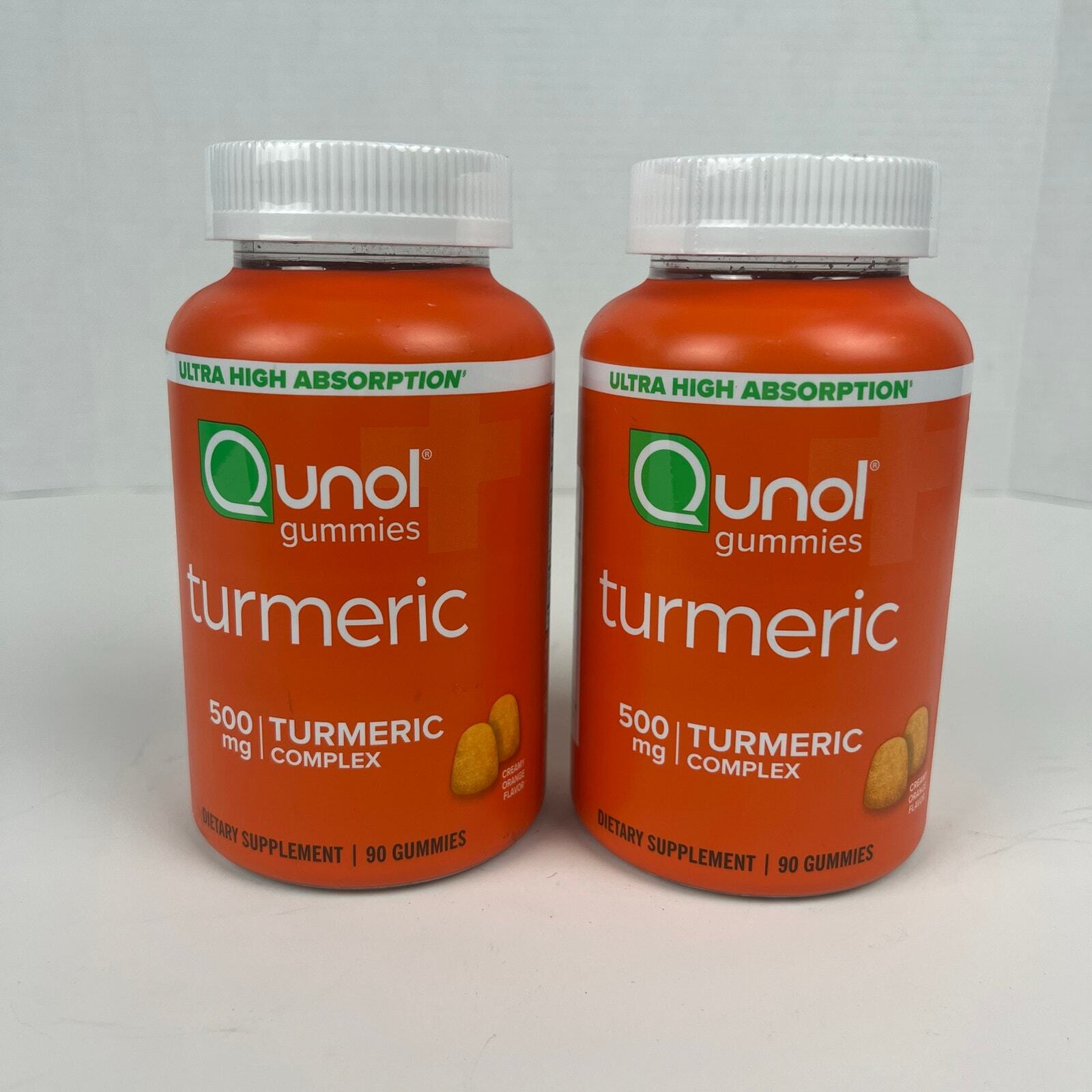 2 PACK – Turmeric Gummies Qunol 500 mg 90 count supplement