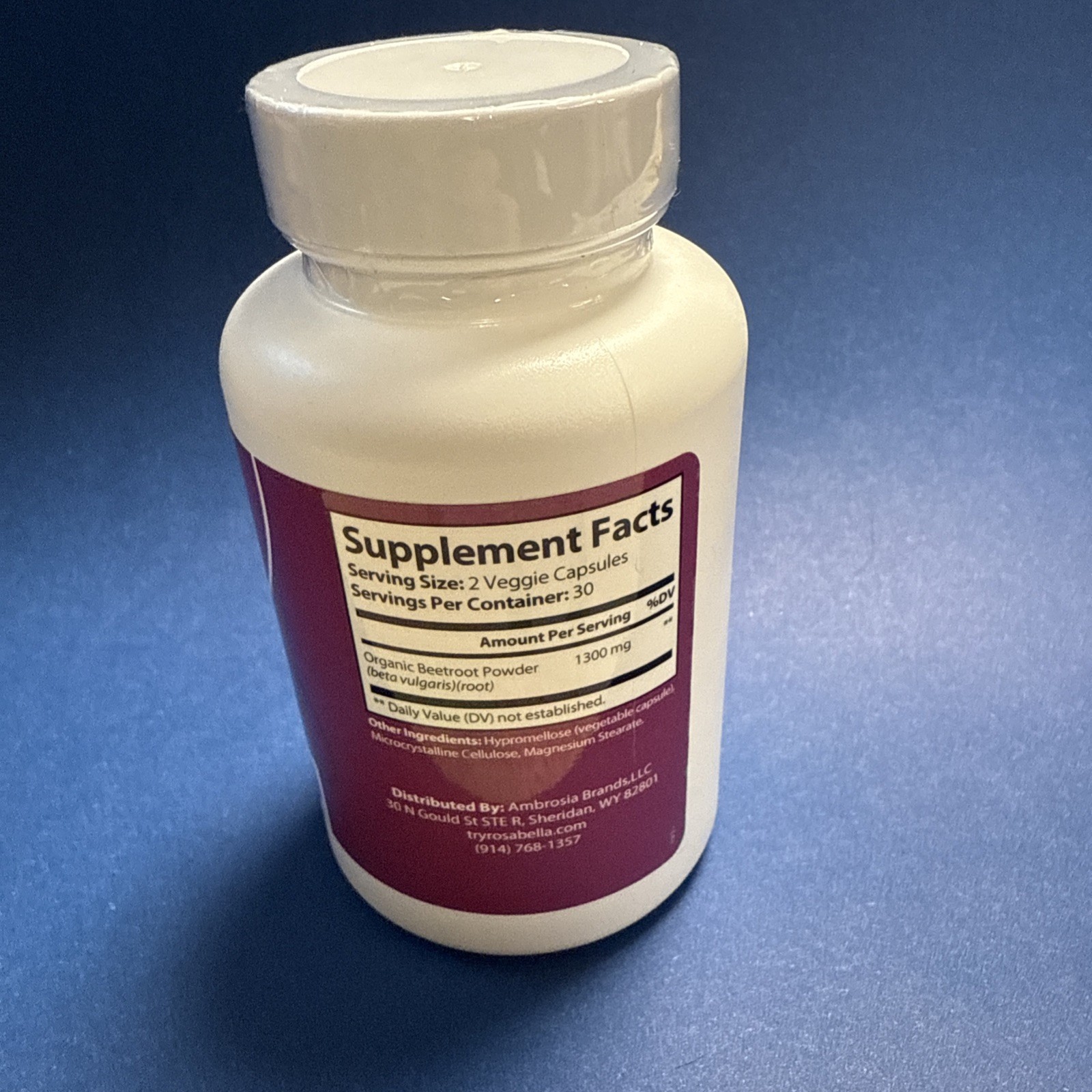 Rosabelle Beetroot 1300mg Organic GMP Certified 60 Capsules Dietary Supplement