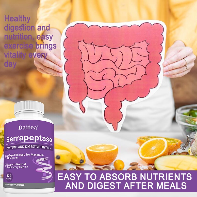 Serrapeptase 120 Capsules Biofilm Defense Proteolytic Digestive Enzymes Gut
