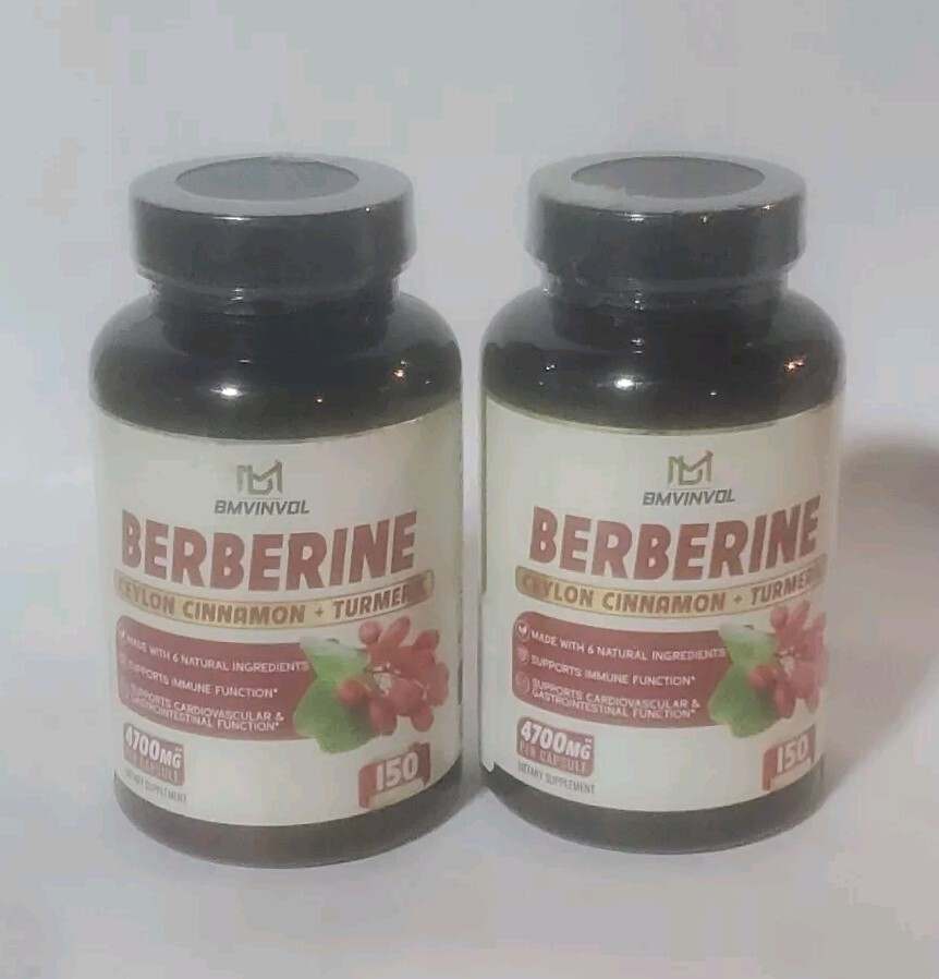 Lot Of 2 BMVINOL Berberine Ceylon Cinnamon + Turmeric 150ct 4700mg Exp 10/2026
