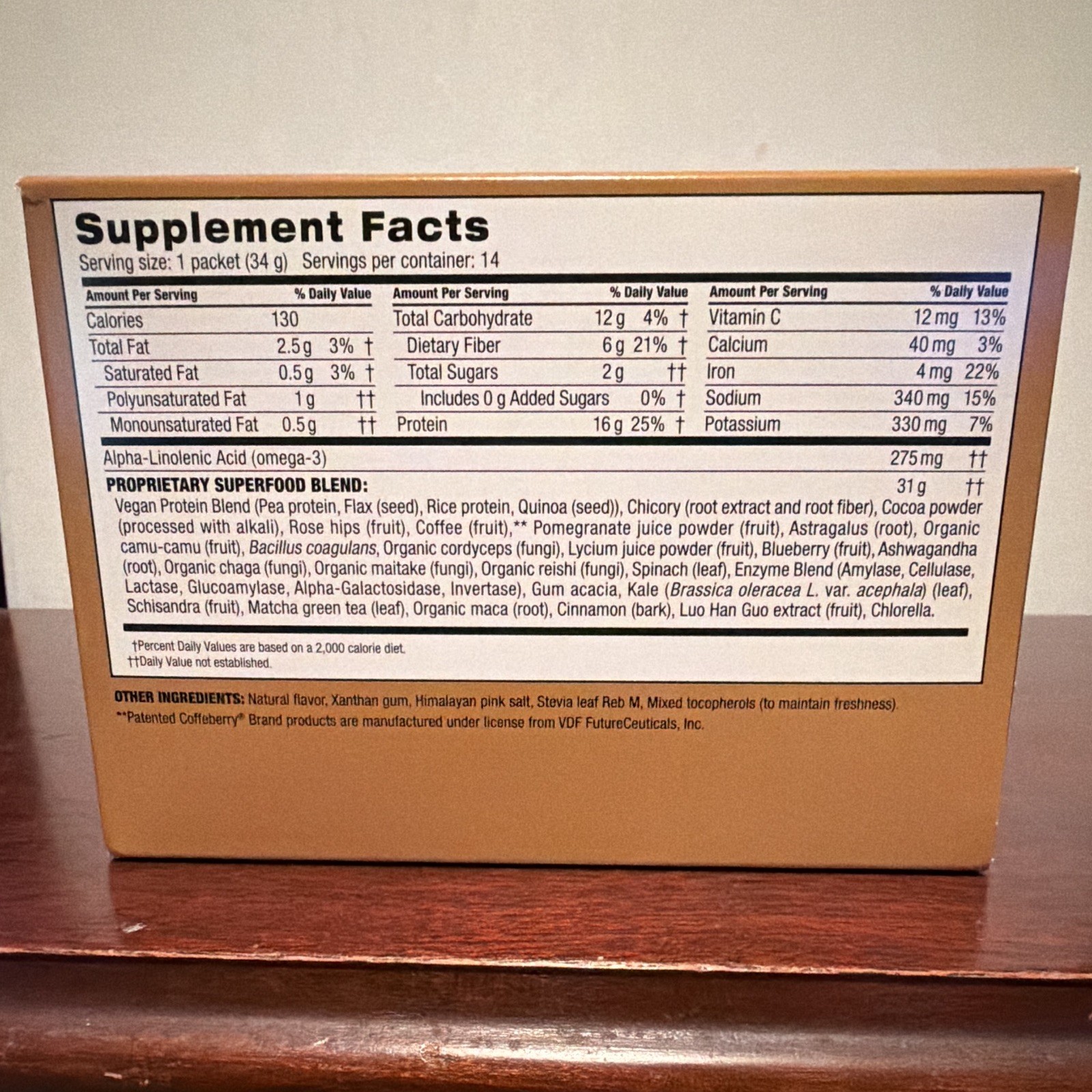 Shakeology Dietary Supplement Powder Café Latte Vegan Plant-Based 14 Packets