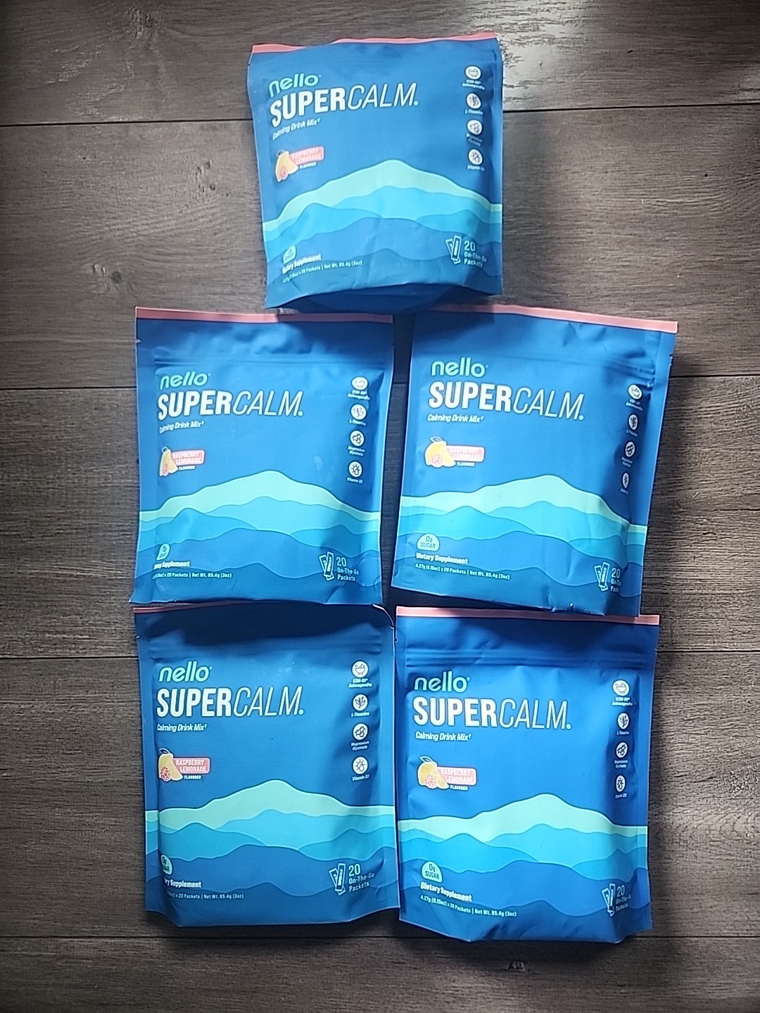 Nello Supercalm Calming Drink Mix – Raspberry Lemonade- 20ct Exp. 09/26 New X 5