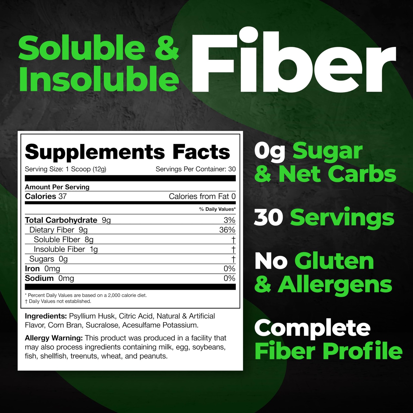 Species Nutrition Fiberlyze Fiber Supplement, Psyllium 12.6 Ounce (Pack of 1)
