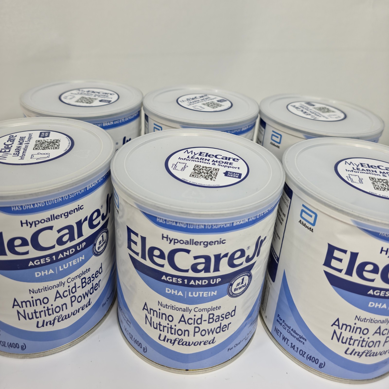 Abbott EleCare Jr Unflavored Amino Acid Nutrition Powder 14.1oz 6 Pack 09/2026