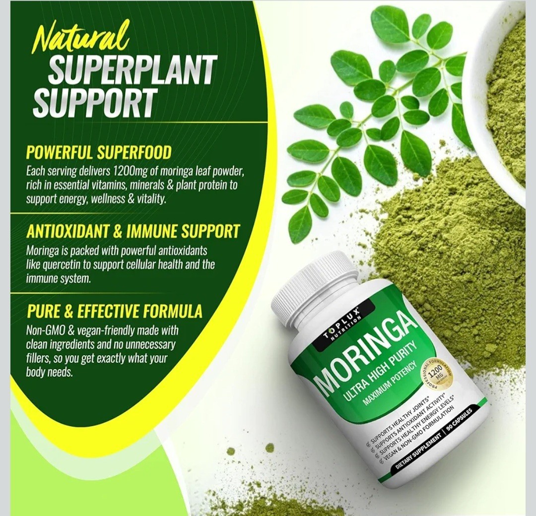 Toplux Nutrition Moringa Ultra High Purity Maximum Potency 1200mg 90 Capsules