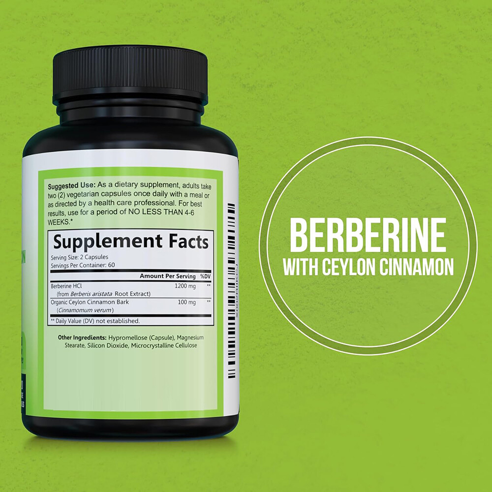 Berberine with Ceylon Cinnamon 1300mg Heart Health & Immune Support