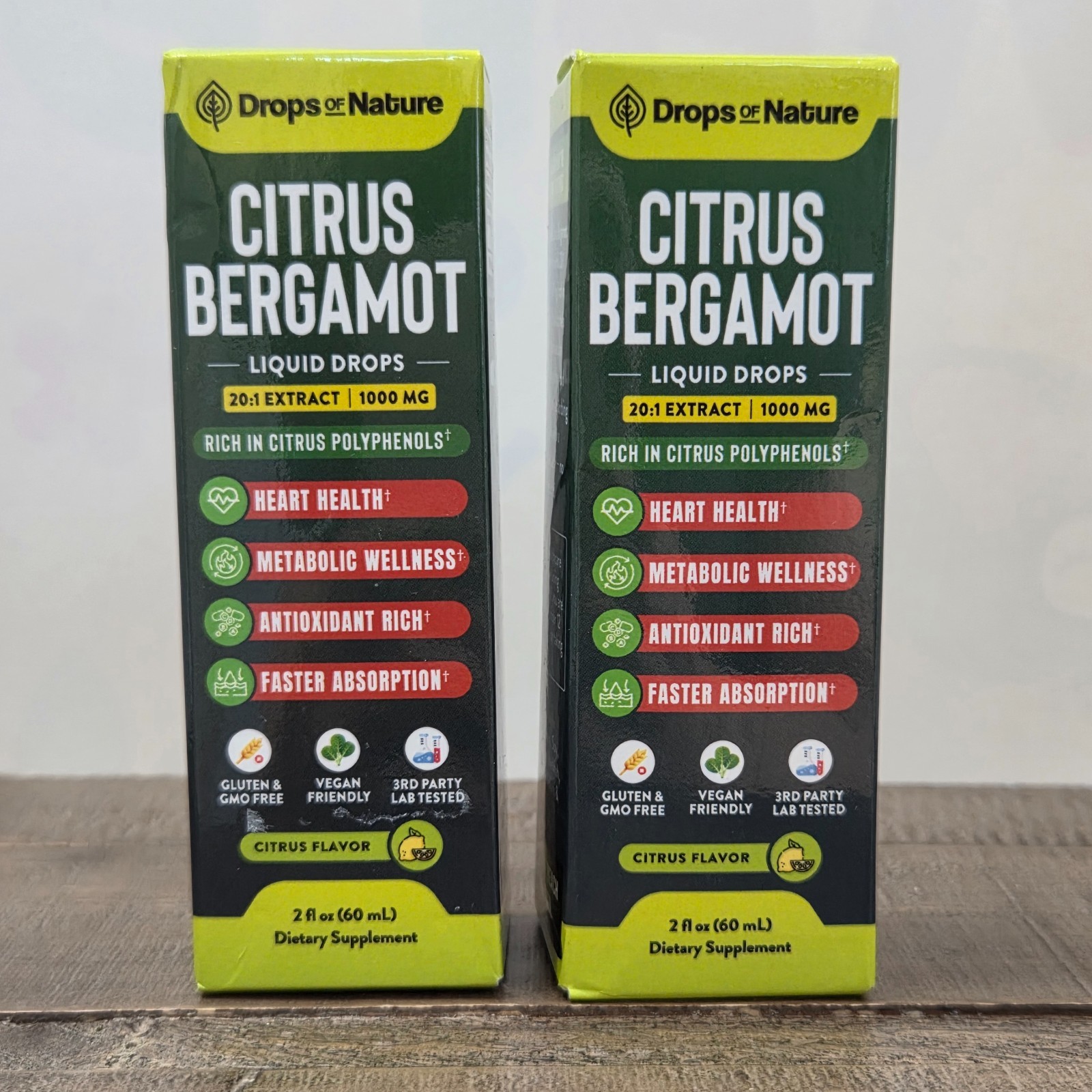 TWO Pack Citrus Bergamot Extract 20:1 Heart Health Antioxidant 2 fl oz each