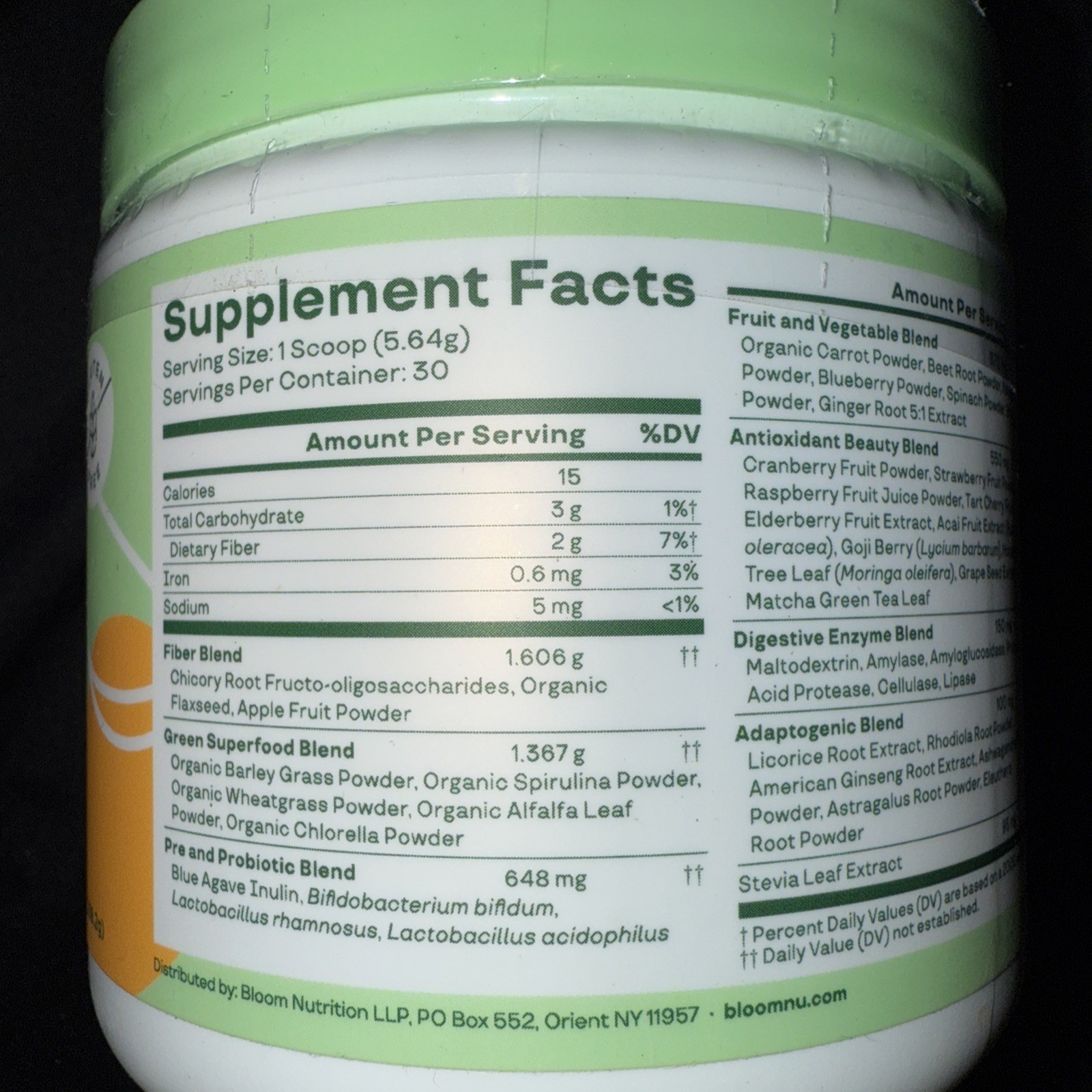 Bloom Nutrition Greens & Superfoods Powder MANGO 30 Servings Exp 5/25
