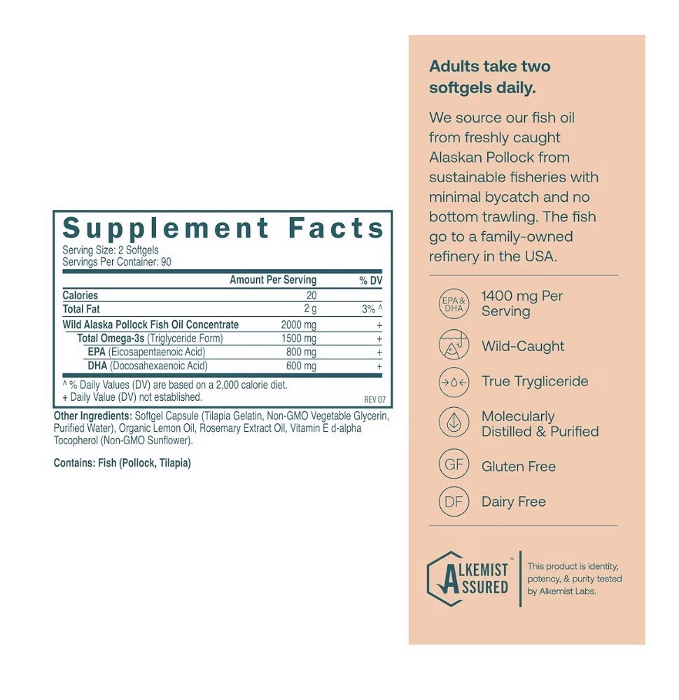 True Grace Omega-3 Fish Oil 1400mg EPA DHA Brain Heart Joint Immune Support 180s