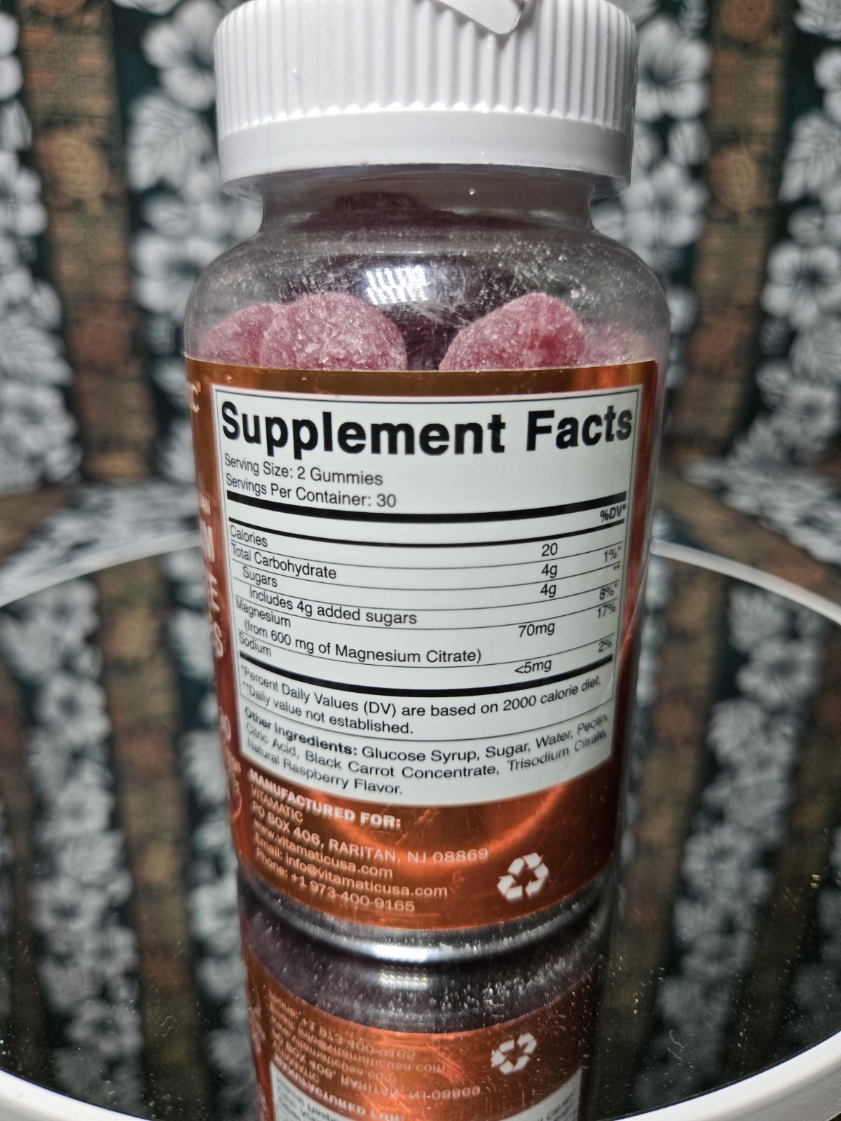 Vitamatic Magnesium Citrate Gummies 60 Vegan Gluten Free Natural Raspberry