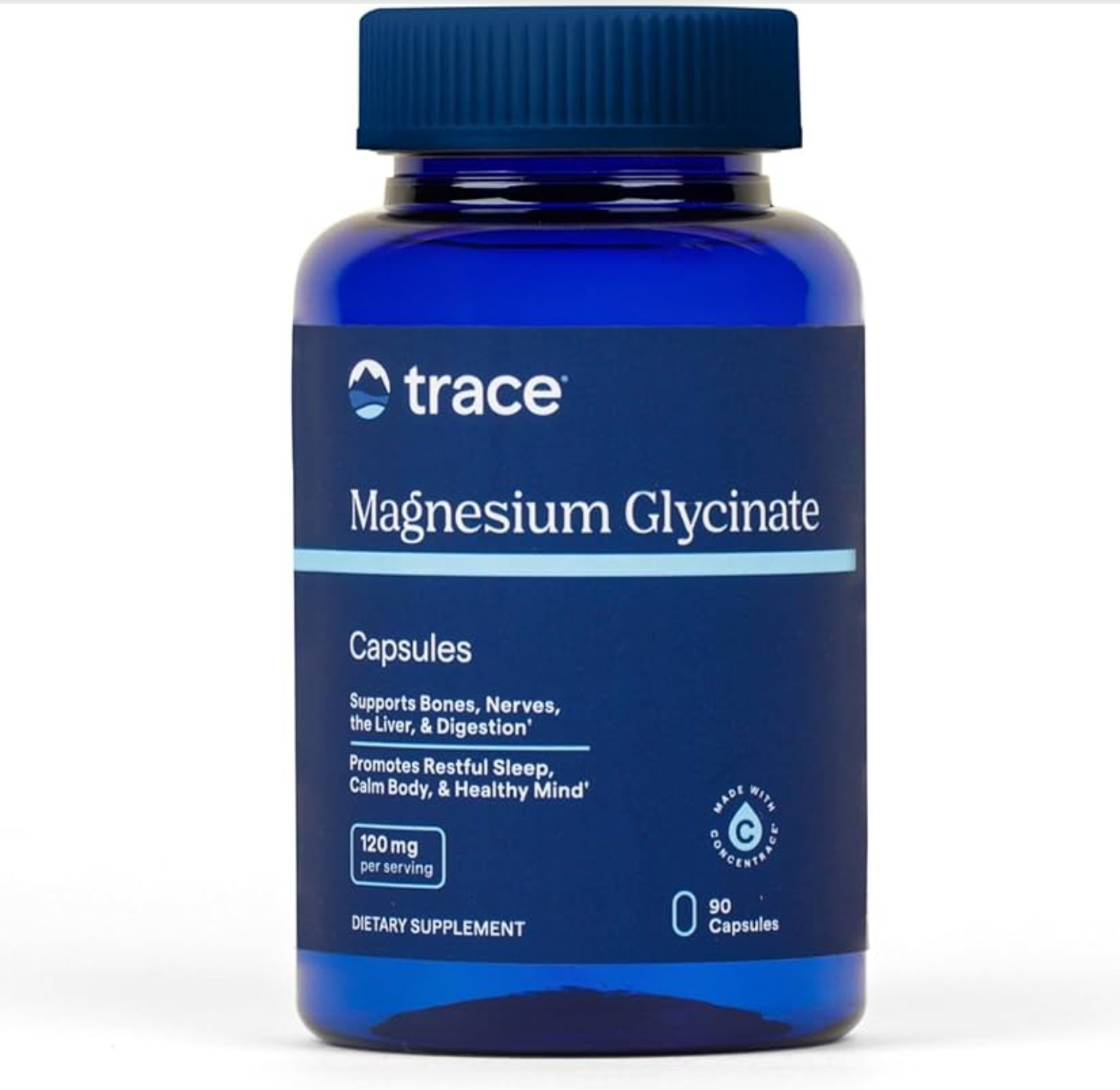 Trace MAGNESIUM GLYCINATE 120 mg 90 Caps ( 90 Servings ) Relax And Sleep Support