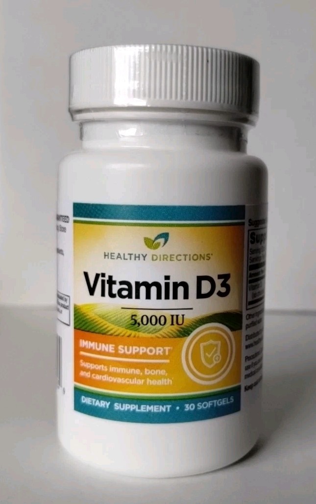 Healthy Directions Vitamin D3 5000 IU 30 Softgels Immune Support EXP 07/26