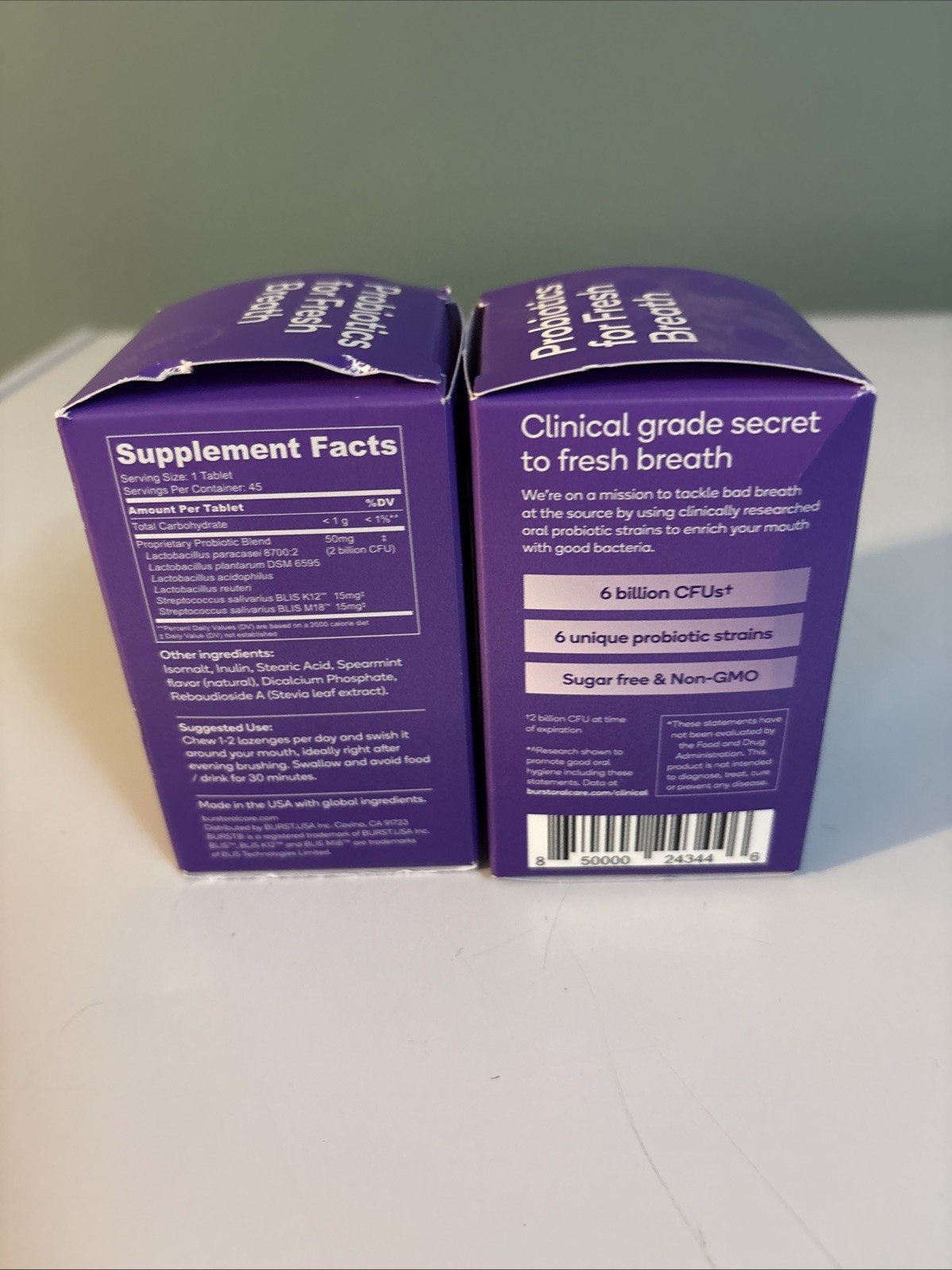 Burst Dental Probiotics 45 Count for Healthy GUMS FRESH BREATH 06/2026 Sealed