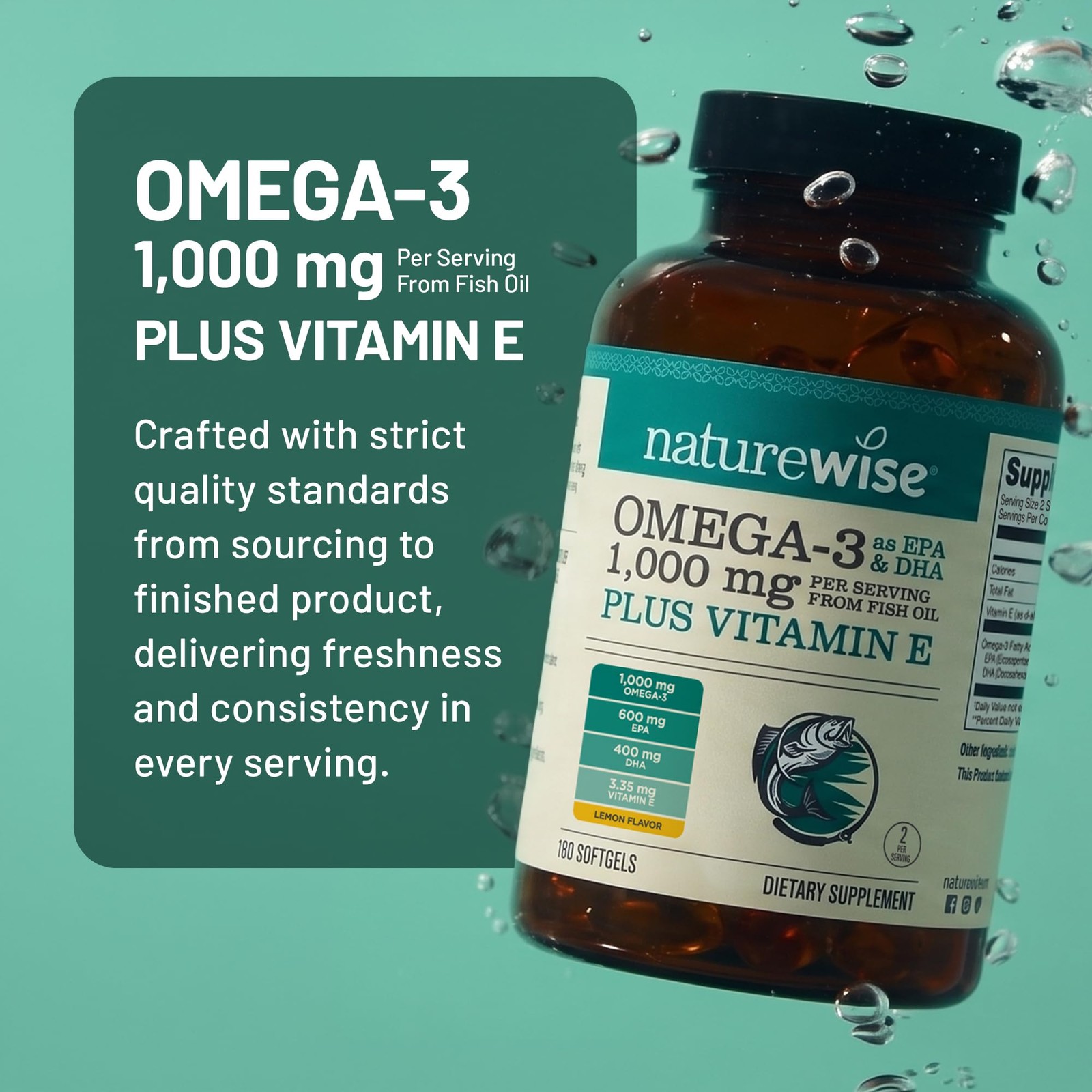 NatureWise Extra-Strength Omega 3 Fish Oil Supplement – 60 Count (Pack of 1)
