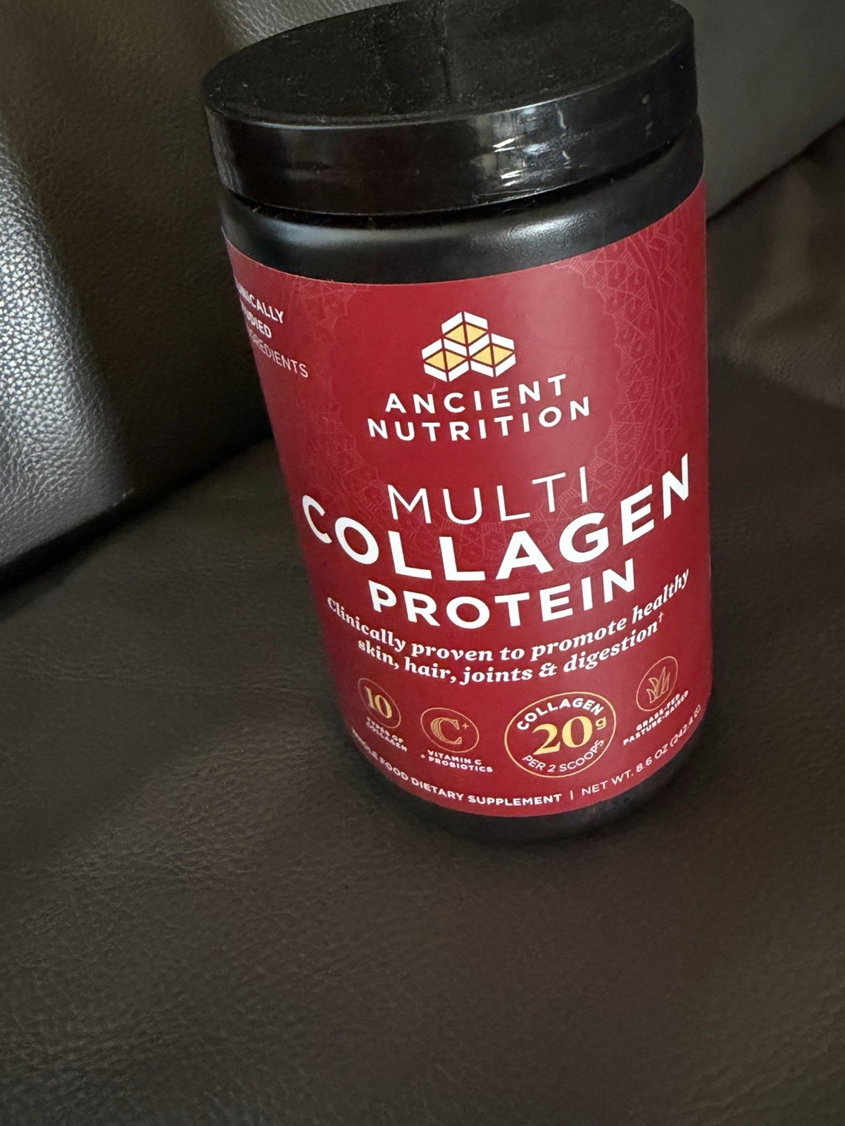 Ancient Nutrition Multi Collagen Protein Vitamin C & Probiotics 8.6 oz Exp 01/29