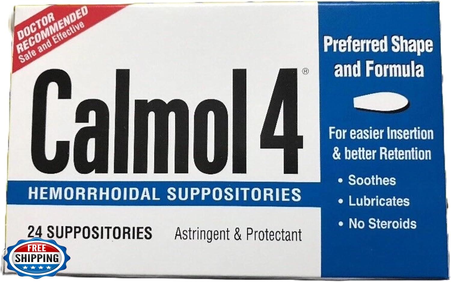 Calmol 4 Hemorrhoidal Suppositories with Soothing Natural Ingredients, 24 Cou