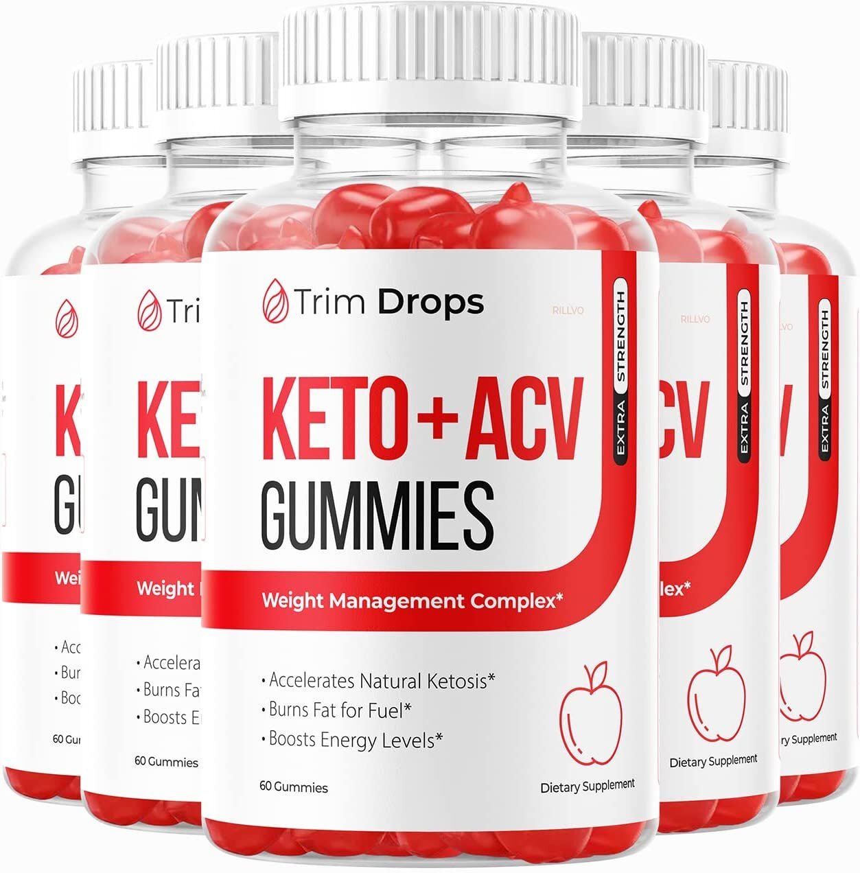 (5 Pack) Trim Drops Keto ACV Gummies Trim Drops Apple Cider Vinegar…