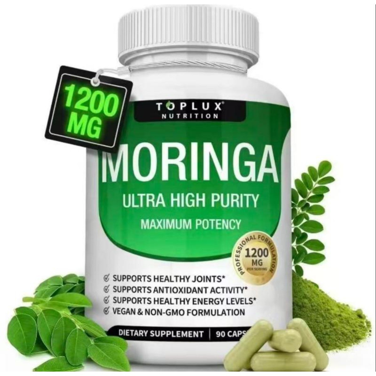 Moringa Capsules–Pure Powder for Immune, Antioxidant & Gut Health Support