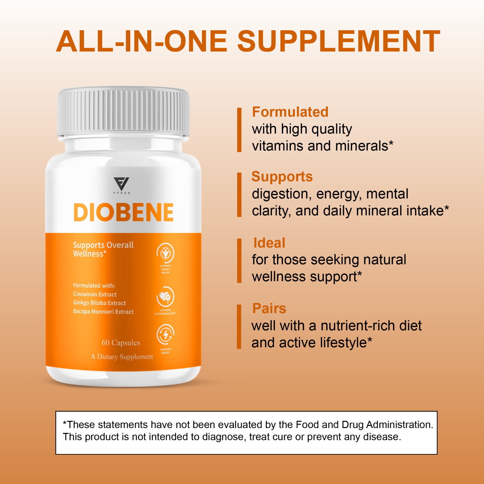 (3 Pack) Diobene Blood Wellness, Dio Bene Premium Health Support (180 Capsules)