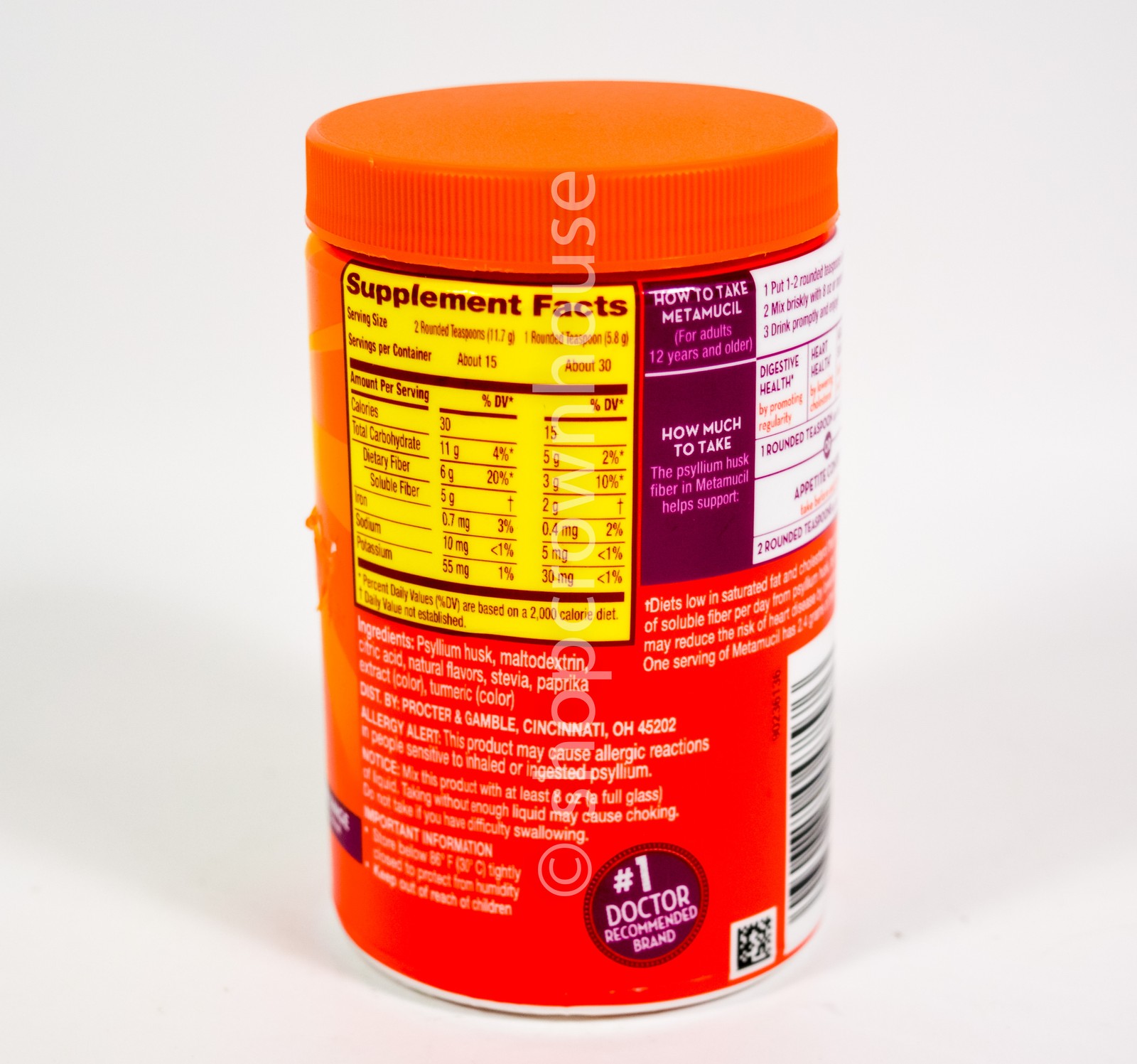 Meta Mucil Psyllium Fiber Supplement Premium Blend Orange 6.2oz jar 06/2026