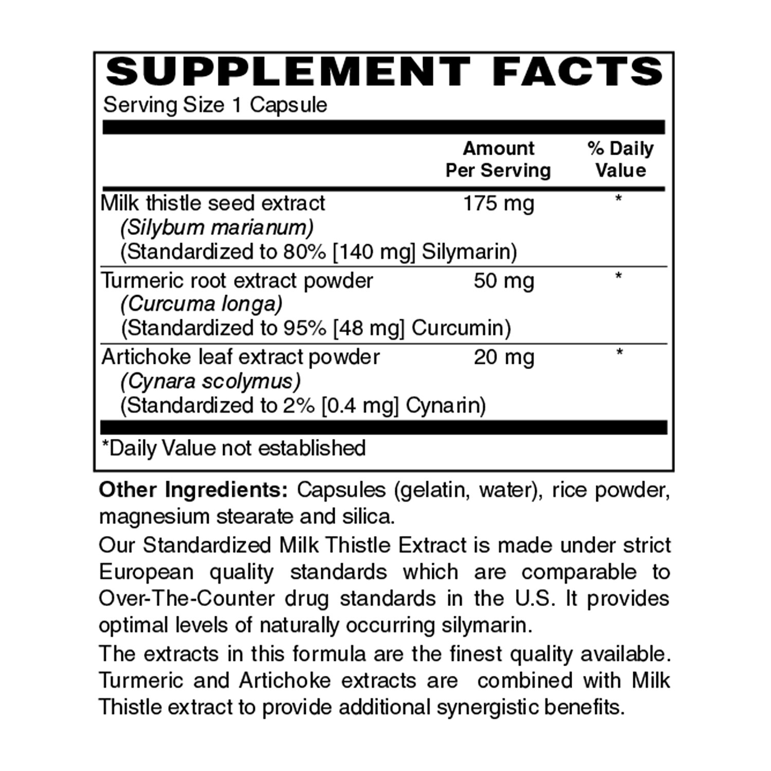 Holly Hill Health Foods, European Standardized Milk Thistle,175 MG,60Caps