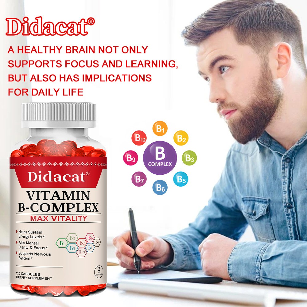 Vitamin B Complex Supplement B1 B2 B3 B6 B12 Support Nervous Health 120 Capsules