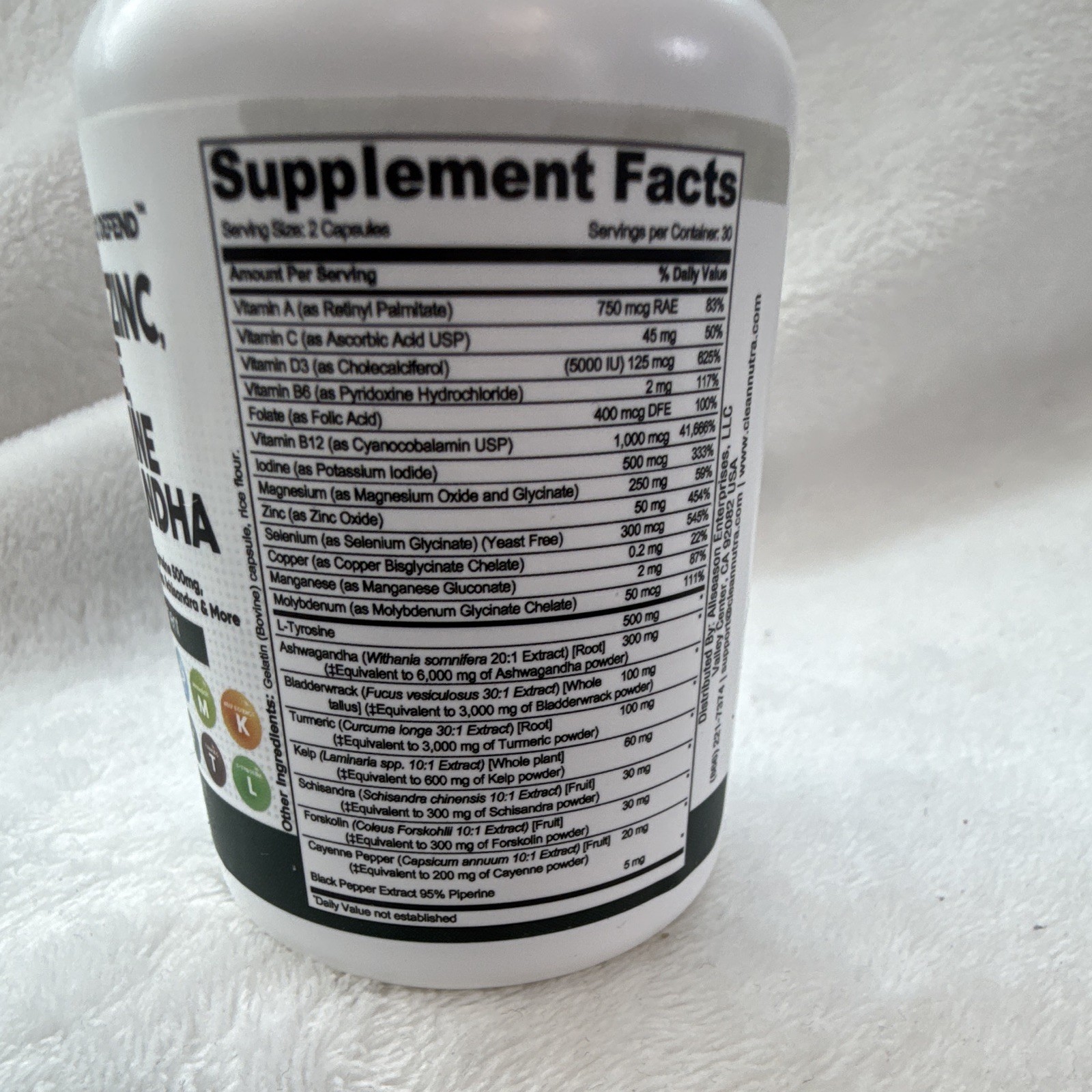 Clean Nutraceuticals Thyro Defend Thyroid Support Selenium Zinc 60 Caps 11/2026