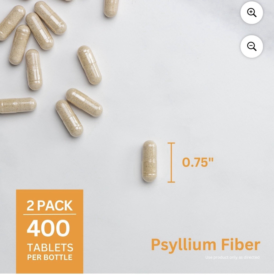 Member’s Mark Psyllium Fiber Capsules Gluten-Free 100% Natural Twin Pack 2×400