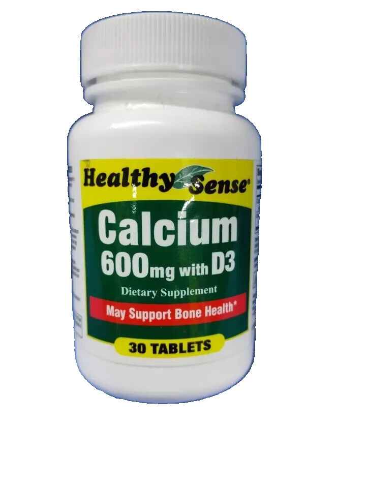 3x Bottles Healthy Sense Calcium 600MG With D3 Dietary Tablets, 30 Per Bottle