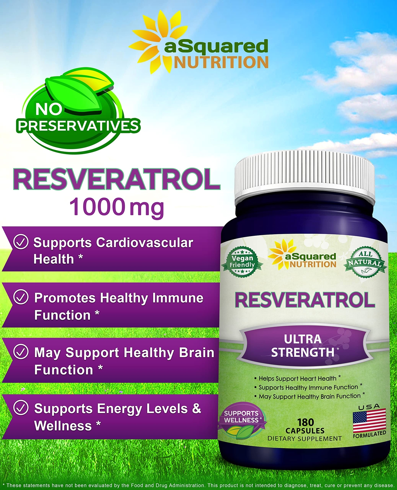 Max Strength Resveratrol 1000mg 180 Capsules Vegan Antioxidant Supplement