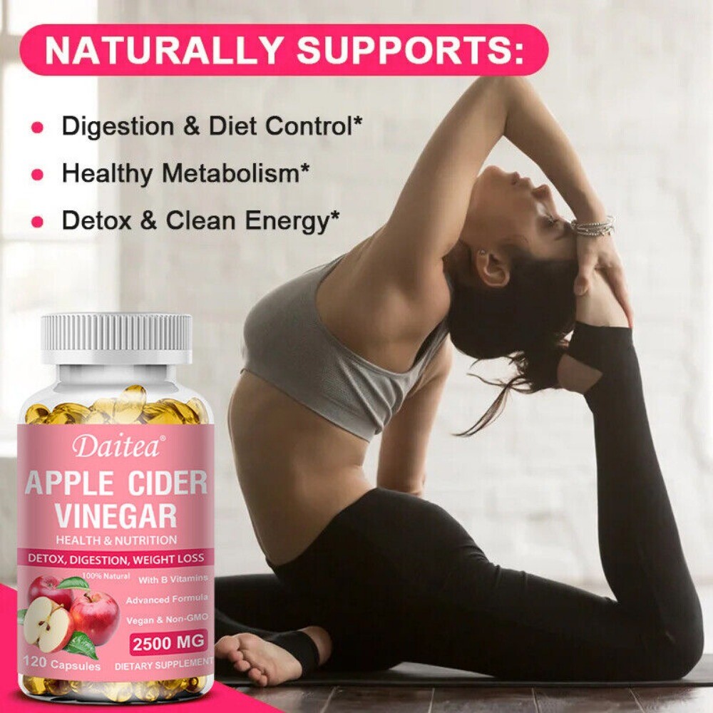 Apple Cider Vinegar 2500mg 120 Capsules With the Mother Vitamin B12 Diet &Health