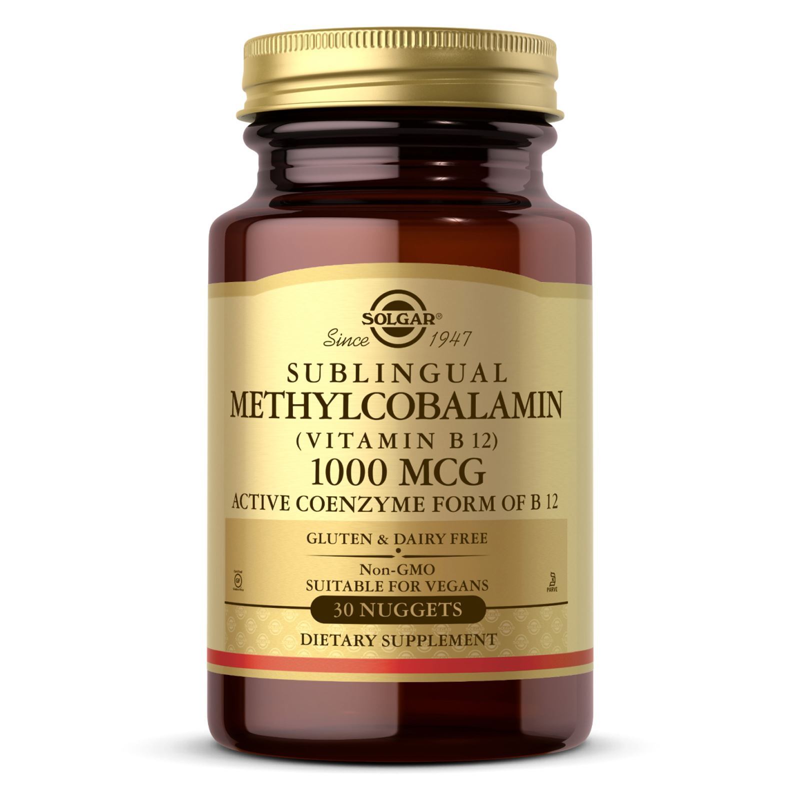 Solgar Methylcobalamin (Vitamin B12) 1000 mcg 30 Nuggets, Energy metabolism