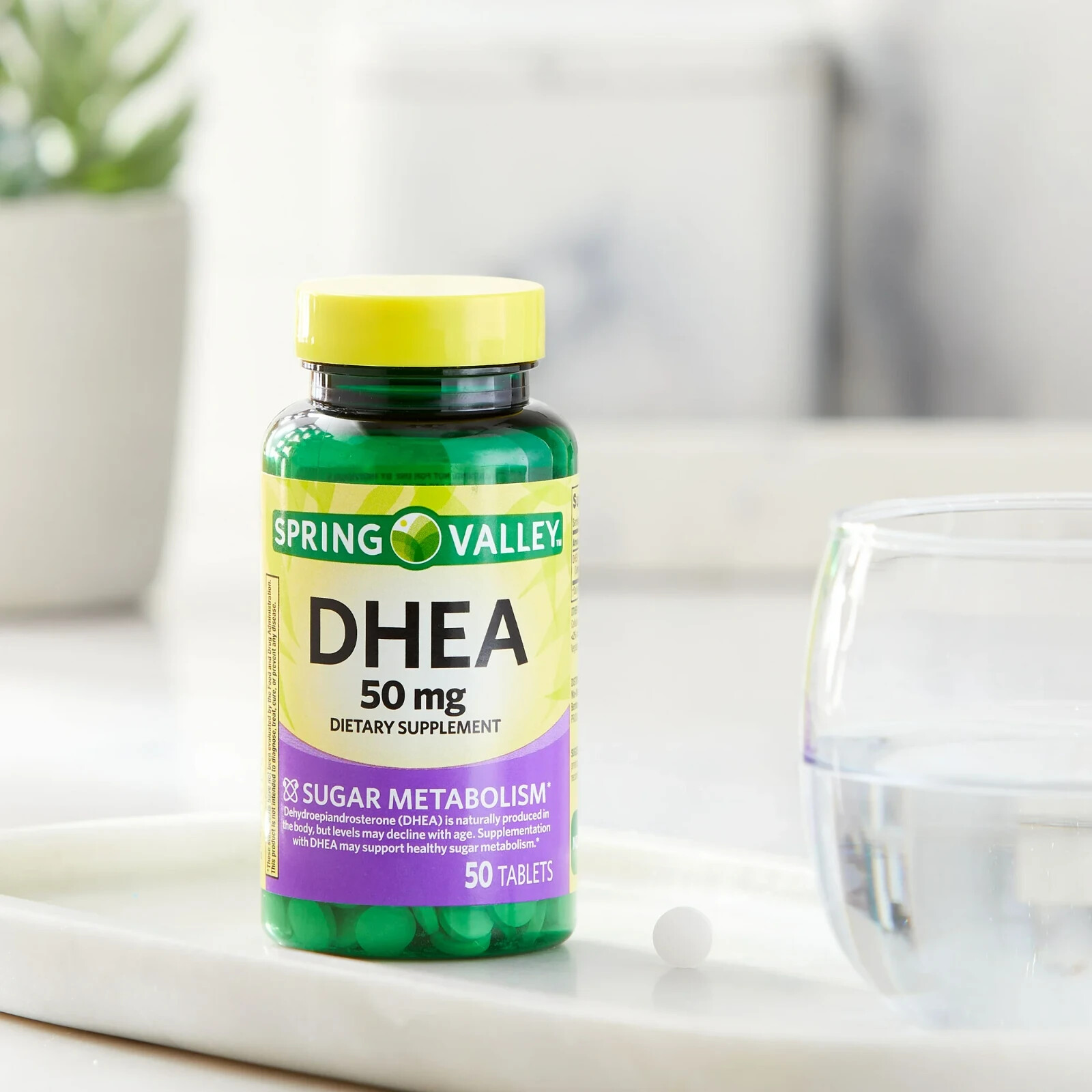Spring Valley DHEA 50mg Tablets, Dietary Supplement, 50 Count