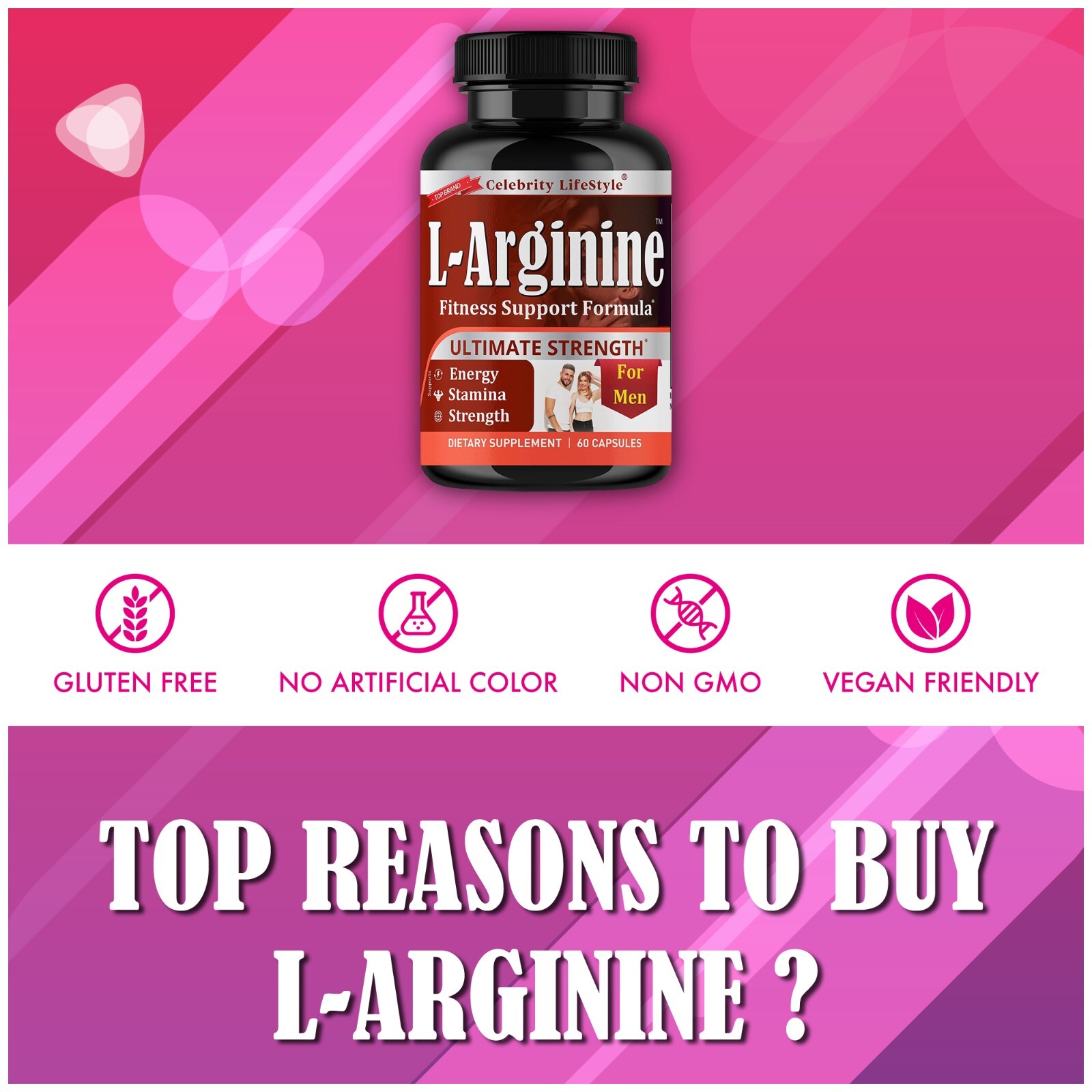 L-Arginine Supplement for Enhanced Performance, Testosterone Support- 02/02/2026
